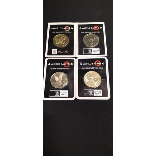 159 - Four Royal Mint world savers coins produced for NatWest 1989-1992. Jaguar, Elephant, Golden Eagle, B... 