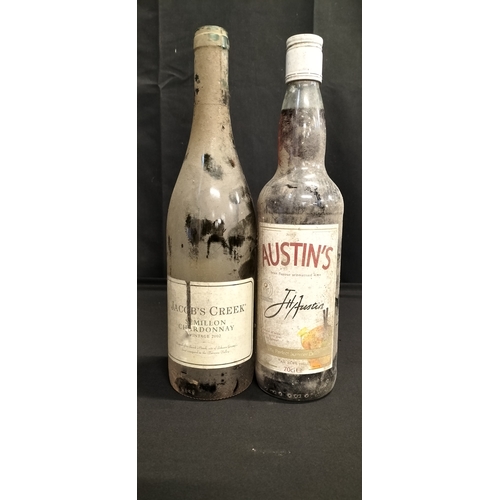 181 - Two unopened bottles of wine. Austin's fruit flavour aromatised wine and a bottle of 2002 Jacob's Cr... 