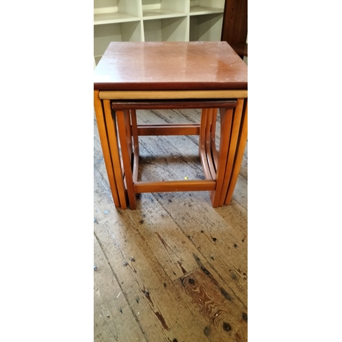 203 - Set of 3 Vintage mid century nesting tables measures approx H 51 x W 48 x D 48 cm. Collection only