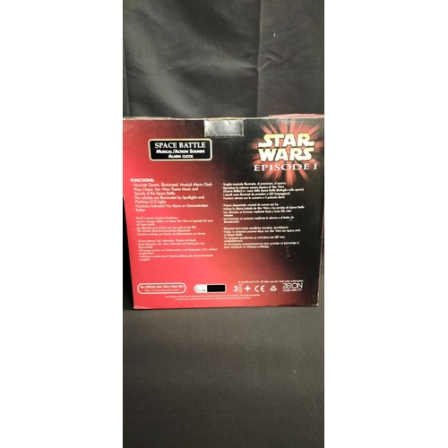 209 - Boxed Star Wars Episode 1 Space Battle Music/Action Alarm clock