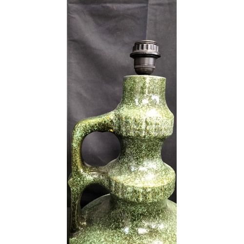 221 - Vintage Skandesco West German green Pottery Lava Floor Lamp Large with 2  bayonet bulb sockets. Test... 