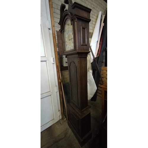 223 - Old Grandfather Clock made in Germany. No 86577 Measures approx H 193 x W 40 x D 21 cm. With pendulu... 