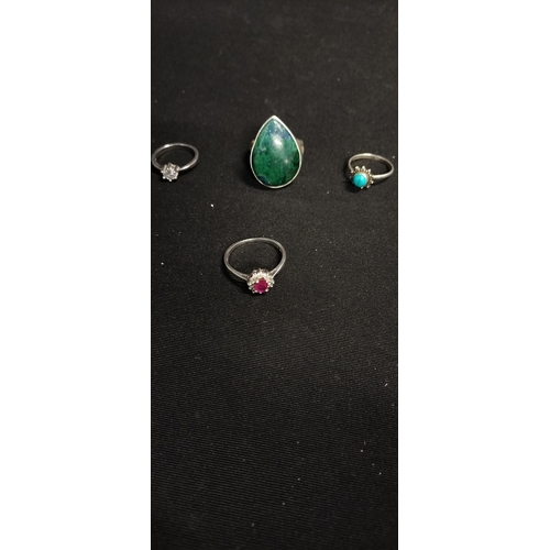 232 - Four sterling silver various sized stone set rings