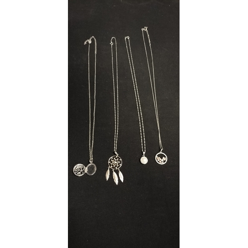 233 - 4 sterling silver necklaces with pendants