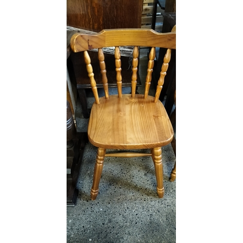 238 - Four Vintage Country Kitchen pine dining chairs