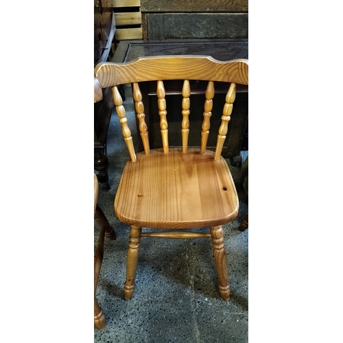 238 - Four Vintage Country Kitchen pine dining chairs