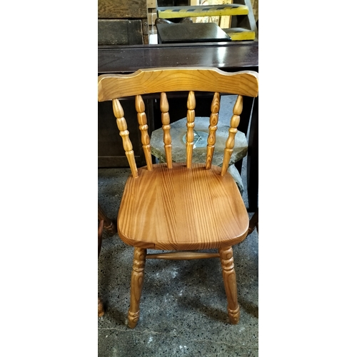 238 - Four Vintage Country Kitchen pine dining chairs