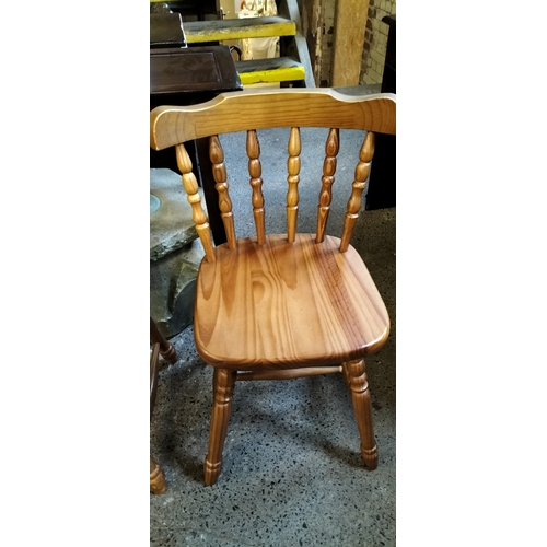 238 - Four Vintage Country Kitchen pine dining chairs