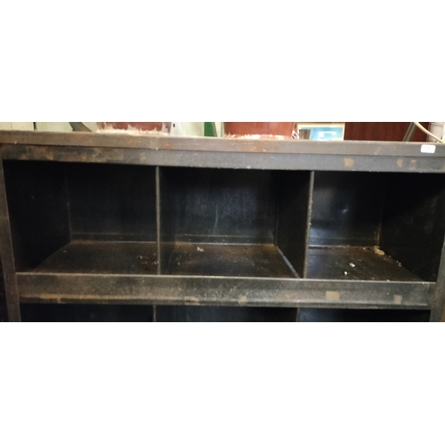 239 - Vintage Metal 8 adjustable compartment work unit. Measures approx H 91.5 x W 91.5 x D 31.5 cm