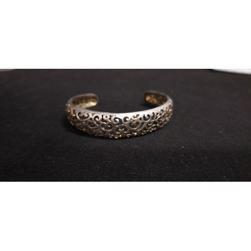 241 - Sterling silver ornate cuff bangle