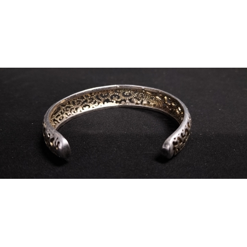 241 - Sterling silver ornate cuff bangle