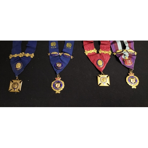 245 - Collection of ten Masonic jewels and collarettes from various lodges and years