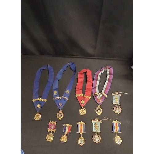 245 - Collection of ten Masonic jewels and collarettes from various lodges and years