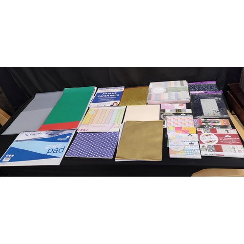 261 - Various crafting papers and cards, pearlescent, glitter, long paper and graph paper