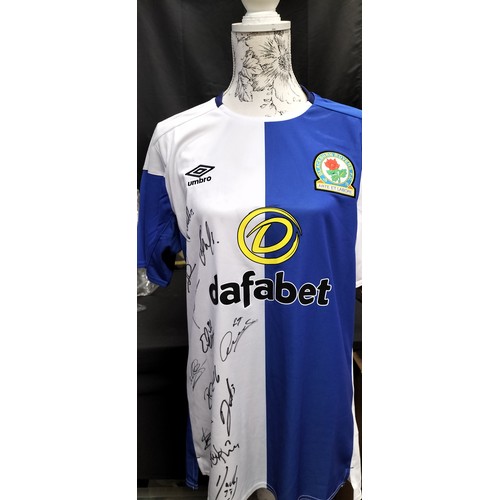 81 - Signed Blackburn Rovers 2017-2018 first team squad, with certificate of authenticity,club tie, lette... 