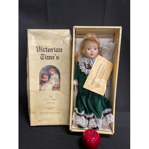 29 - The J.J Collection Victorian Times porcelain doll with certificate of authenticity