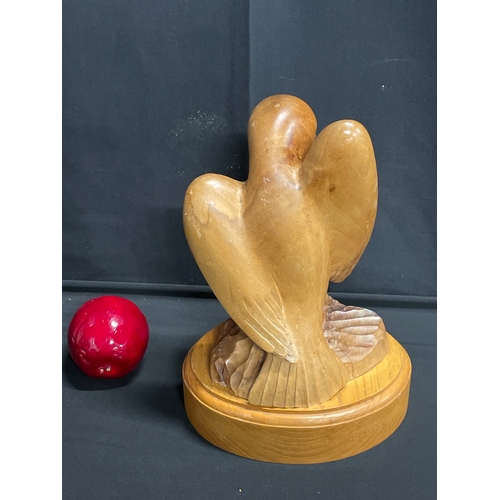 40 - Pine carving of a bird statue