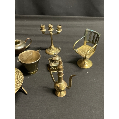 50 - Selection of brass dolls house furnishings