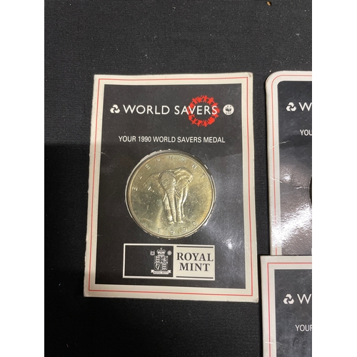 18 - 5 world saver coins 1989 Jaguar, 1990 Elephant, 1991 Golden eagle, 1992 Black Rhino