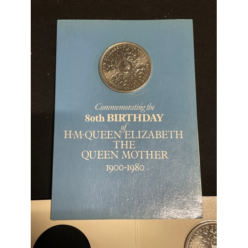 19 - 2 Commemorative coins commemorating the queens 80th birthday of H.M The queen mother encapsulated in... 