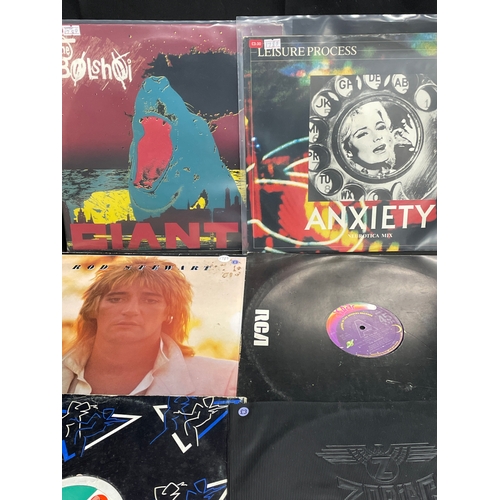 79 - Selection of vinyl records inc Anxiety, Zodiac Mindwars black seat edition, Rod Stewart and others