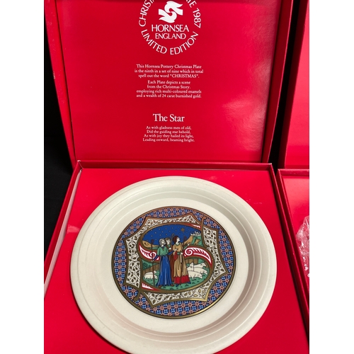 83 - 3 x Ltd edition Hornsea Christmas plates decorated in 24ct gold in original presentation boxes