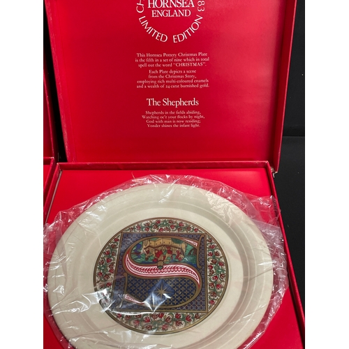 83 - 3 x Ltd edition Hornsea Christmas plates decorated in 24ct gold in original presentation boxes