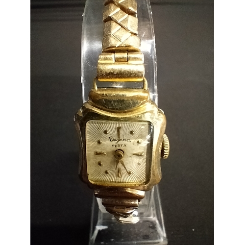 120 - Vintage Dugena festa Gold plated ladies dress watch with stretch strap