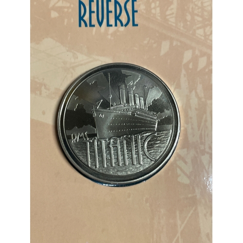 126 - Collectors RMS Titanic commemorative medal and information sheet