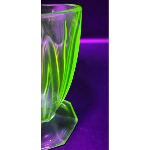 167 - Two art deco uranium glass glasses. Measures approx 12 x 9 cm