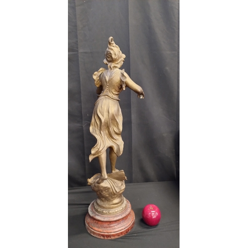 177 - Sculptor Hippolyte, Francois Moreau of a lady playing violin. Missing bow and crack to the base. Mea... 