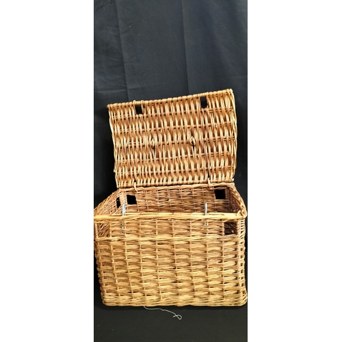 182 - Large wicker basket with lid measures approx H 34 x W 51 cm