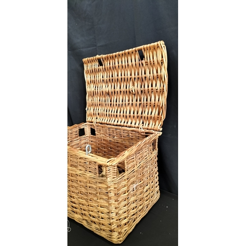 182 - Large wicker basket with lid measures approx H 34 x W 51 cm