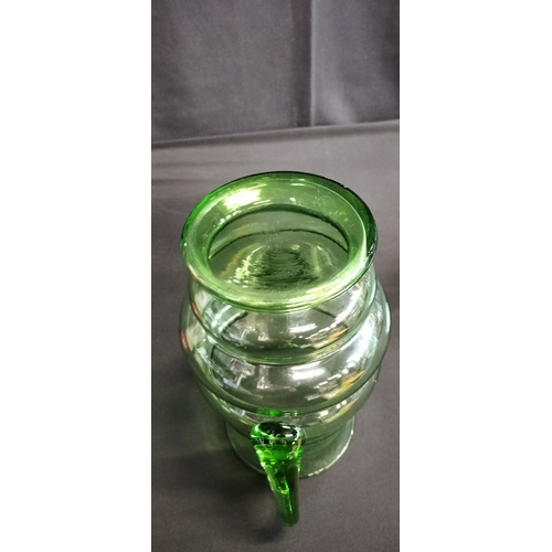 186 - Vintage green glass pitcher jug