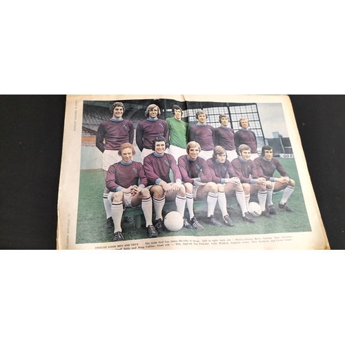 205 - Burnley football club embossed mirror and a copy of Burnley Express &News promotion season 1972-73