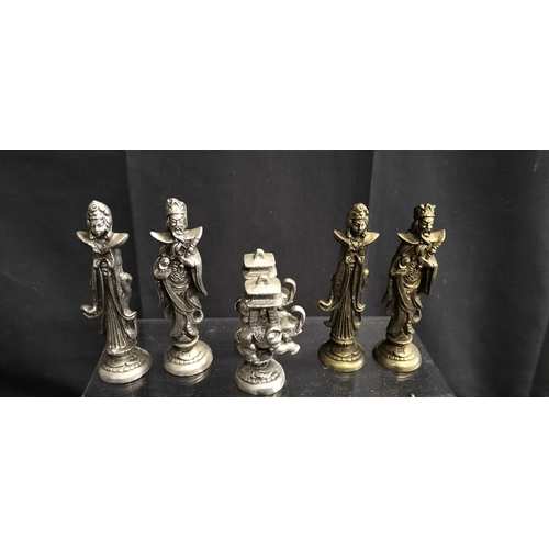 233 - 32 Chinese Metal chess pieces silver and gold coloured