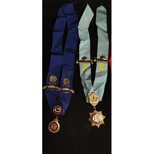 241 - 10 various masonic collarettes and jewels from various lodges and years