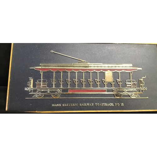 268 - Lone Star Treble-O-Train mounted on slate with a thermometer and a Manx Electric Railway Toastrack N... 