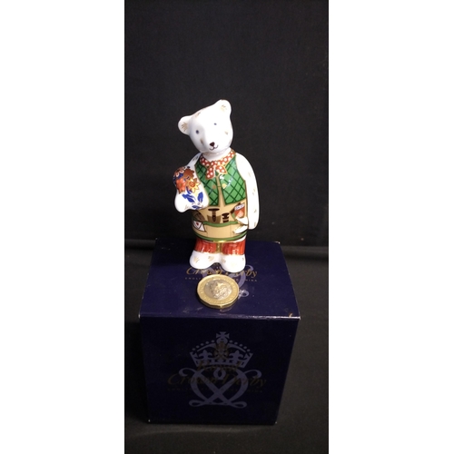 282 - Royal Crown Derby Imari Teddy Bear Gardner with box