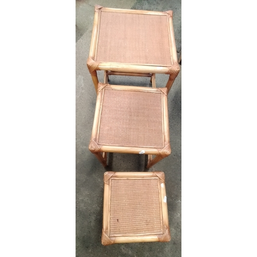 297 - Set of 3 rattan nesting tables