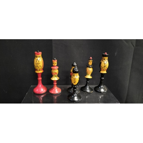 56 - 32 wooden Russian style chess pieces (no board )