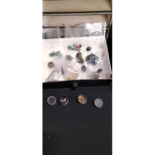 69 - 4 drawer set containing various rock, agate,semi precious stones and other items