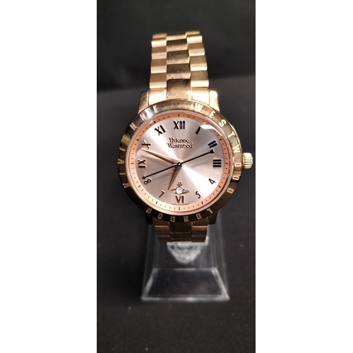 74 - Boxed Vivienne Westwood ladies Bloomsbury analogue watch in gold tone with Vivienne Westwood London ... 