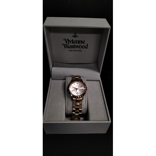 74 - Boxed Vivienne Westwood ladies Bloomsbury analogue watch in gold tone with Vivienne Westwood London ... 