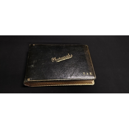 79 - Vintage leather and gold photograph album with gold leaf edging