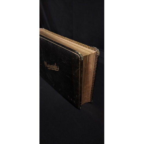 79 - Vintage leather and gold photograph album with gold leaf edging