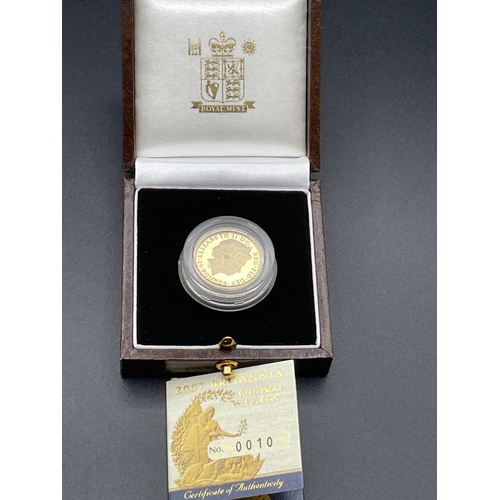 3 - Ltd Edition 2007 Britannia Gold Proof 22Ct £25 Coin With Certificate of Authenticity 8.51g