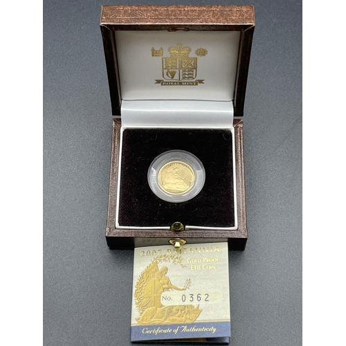 4 - Ltd Edition 2007 Britannia 22Ct Gold proof £10 Coin With Certificate of Authenticity No362