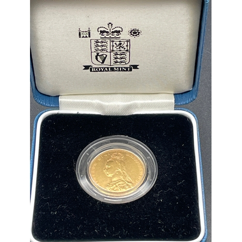 6 - 1891 Queen Victoria 22Ct Gold Sovereign in Presentation Case