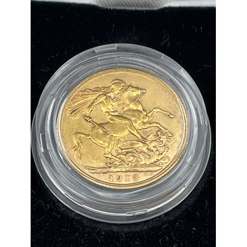 7 - 1918 George 6th 22Ct Gold Full Sovereign In Presentation Case